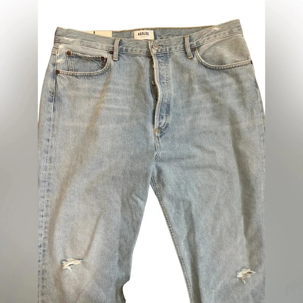 NWT Agolde 90s High Rise Pinch Button Fly Waist Jeans in Flashback Blue Size 33 - Picture 2 of 10